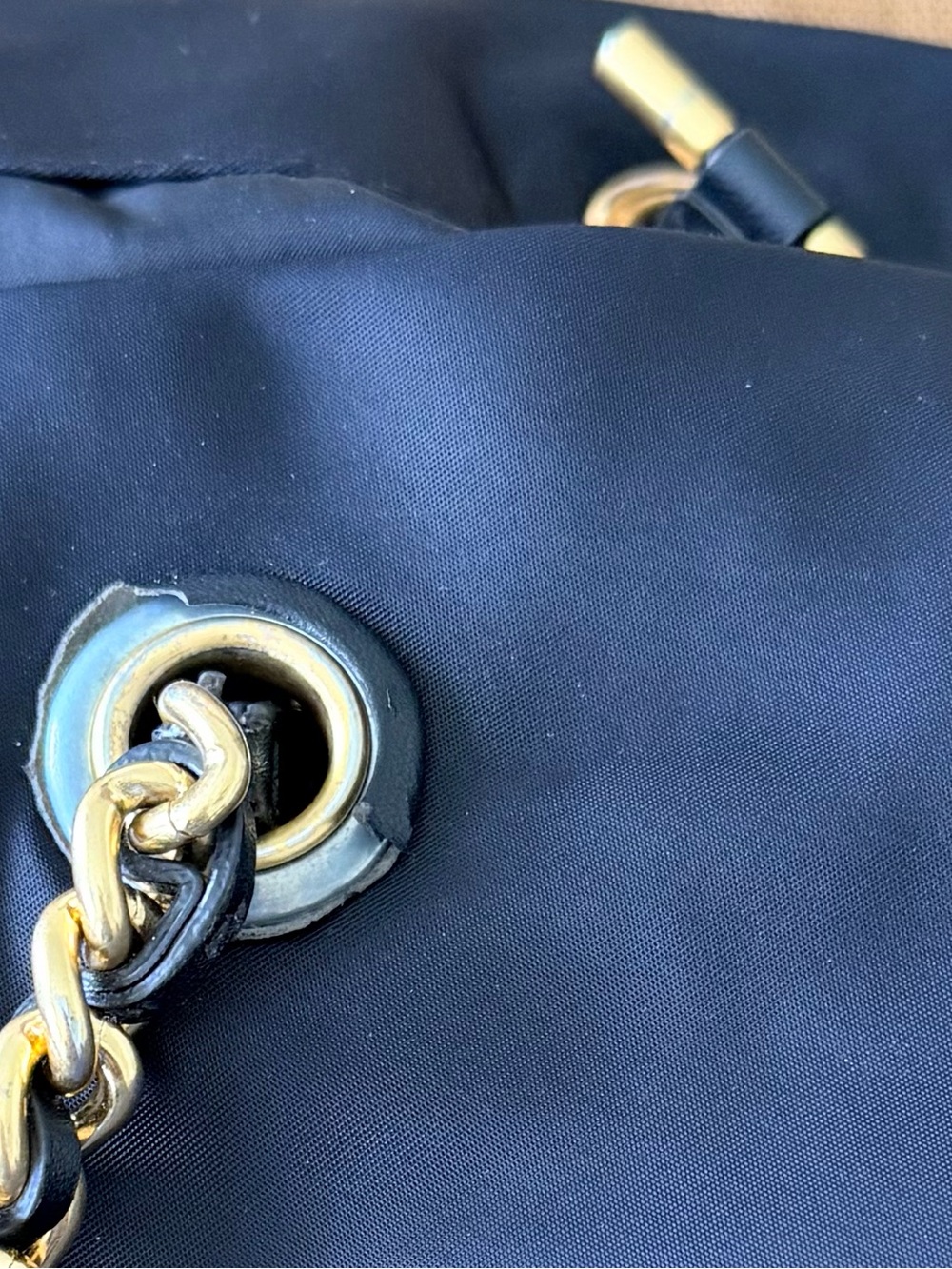 Tory Burch Black Nylon Tote with Gold Chain Straps and Wristlet - Picture 5 of 7
